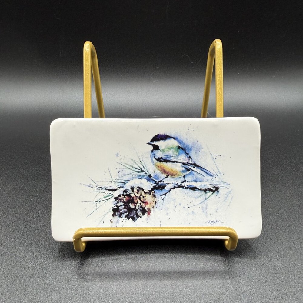 Dean Crouser Watercolor Ceramic Bird Soap Dish